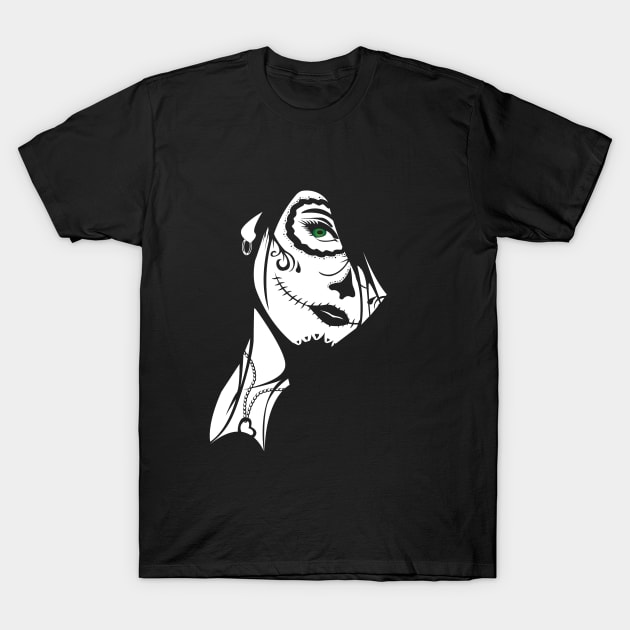 Sugar Skull Girl Art T-Shirt by BlackPawCanvas